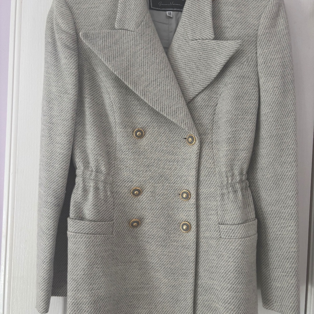 Gianni Versace Versus Grey Vintage 90s Wool Jacket/Double breasted/Sz 42